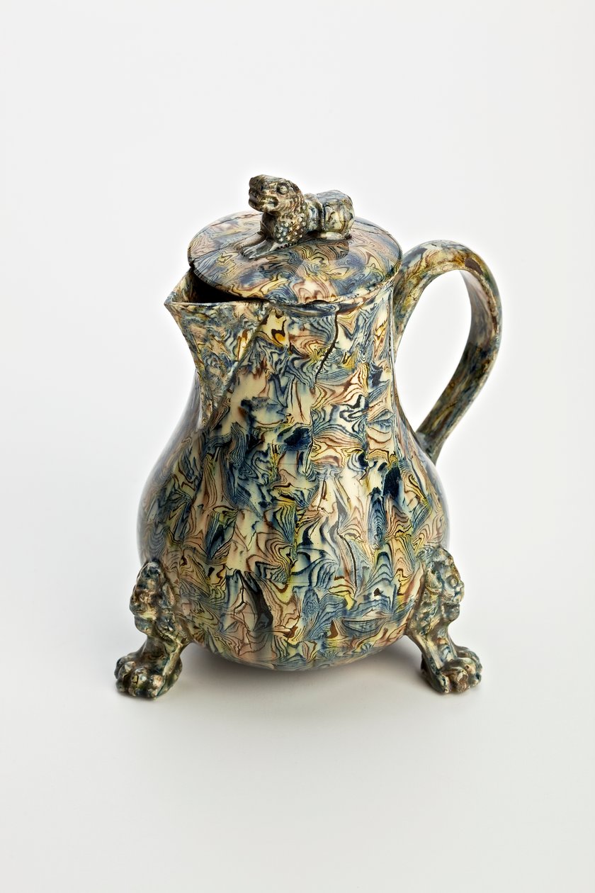 Staffordshire tömör achát effektus kancsó, 1760-70 körül (ólommázas cserép) alkotó: English School