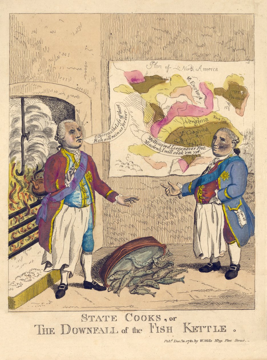 State Cooks, avagy A Fish Kettle bukása, kocsma. 1781 (kézzel színezett metszet) alkotó: English School