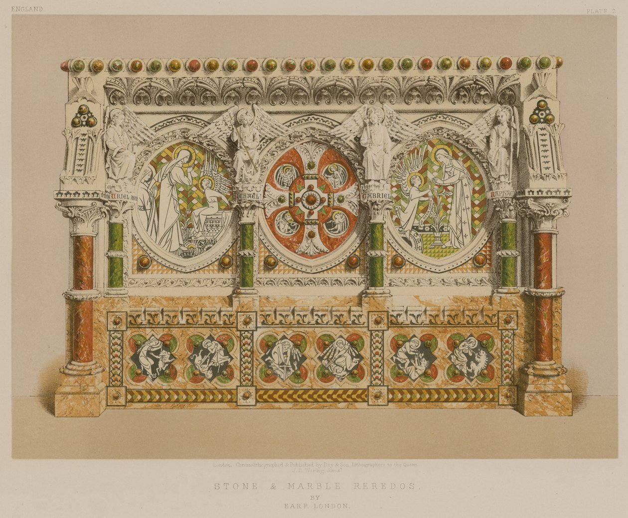 Earp, London kőből és márványból készült ereklyetartó (chromolitho) alkotó: English School