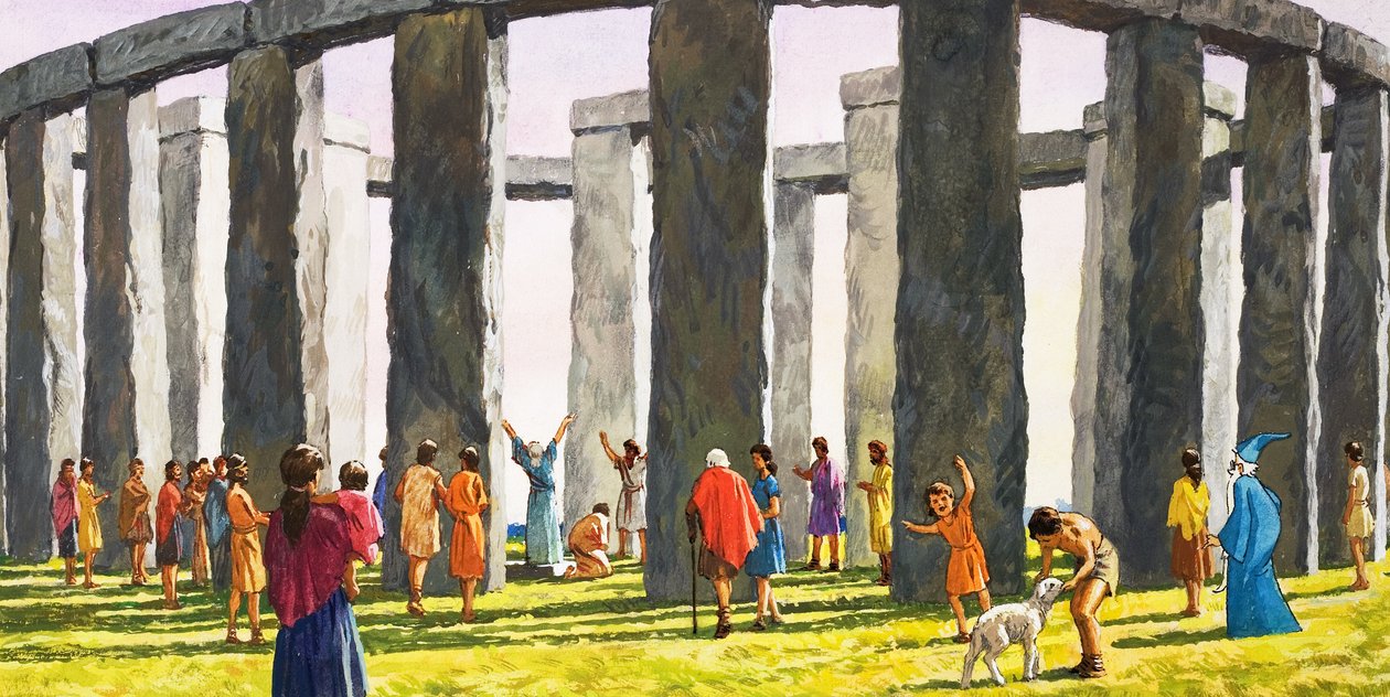 Stonehenge (gouache, papír) alkotó: English School