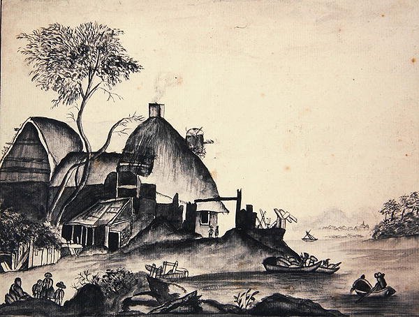 Straights Settlement, Szingapúr (toll és tus, papír) alkotó: English School