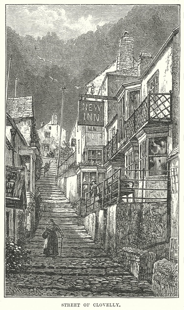 Clovelly utcája (metszet) alkotó: English School