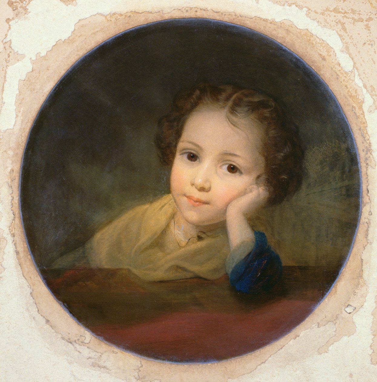 Tanulmány egy gyermekről, 1850 körül (olaj a kártyán) alkotó: English School
