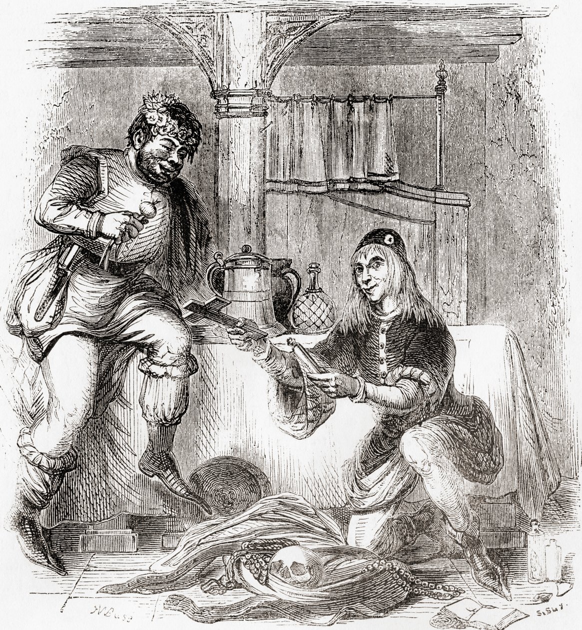 Sumpnour és Pardoner, a régi Angliából: A Pictorial Museum, pub. 1847 alkotó: English School