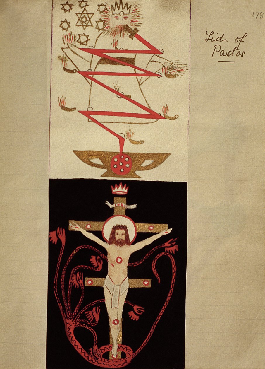 Szimbolikus minták a Pastos fedelén az Adeptusok boltozatában, 1895 körül (színes tinta papíron) alkotó: English School