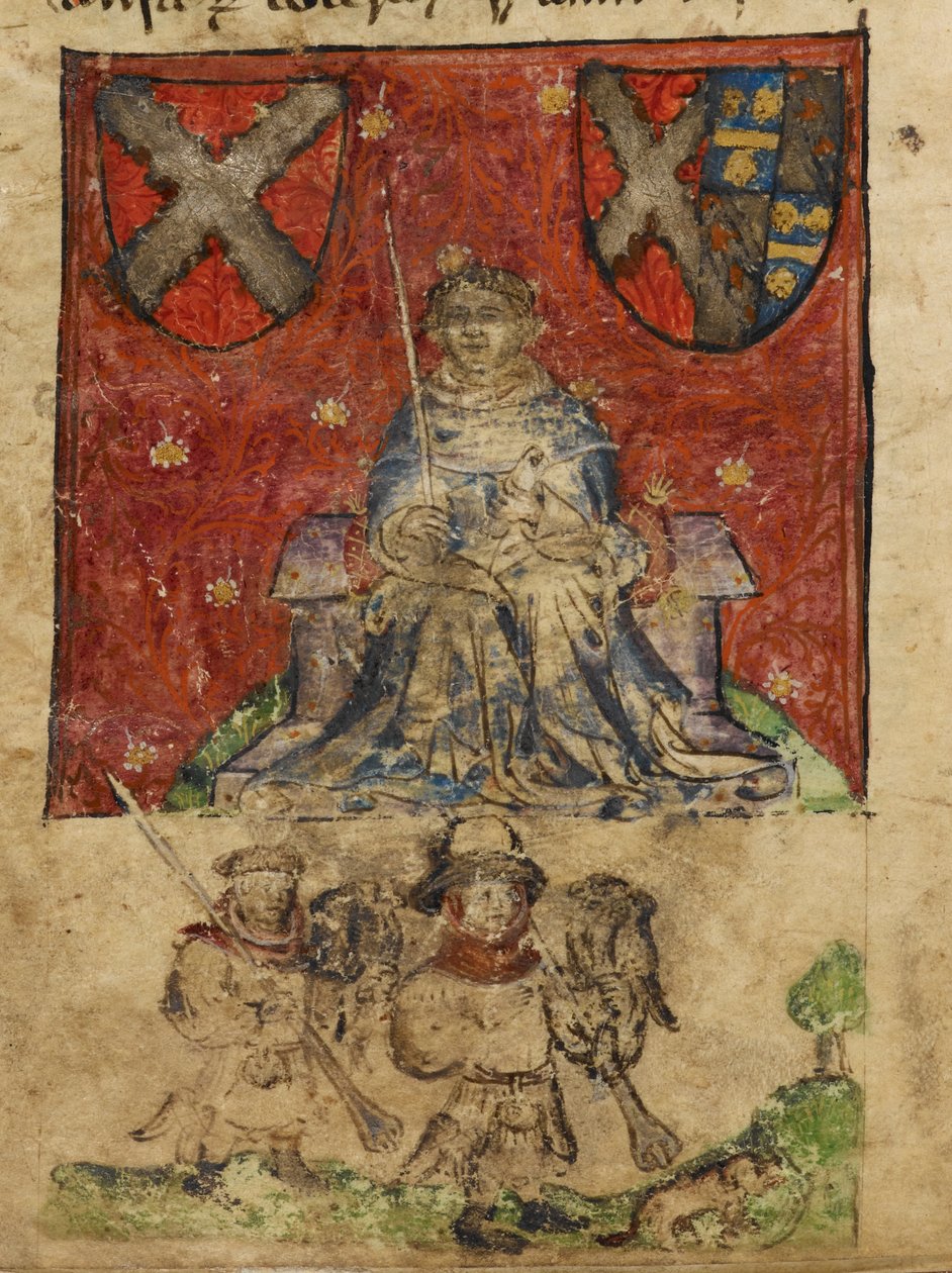 Symmachus, illusztráció a „Kerdeston Hawking könyvből: Hawkingról szóló értekezések gyűjteménye”, 1430-45 körül (vellum) alkotó: English School