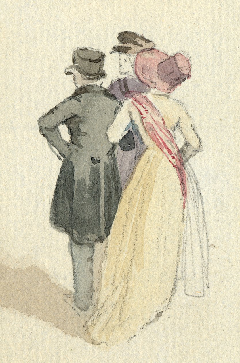 Három figura, 1825 körül (wc papíron) alkotó: English School
