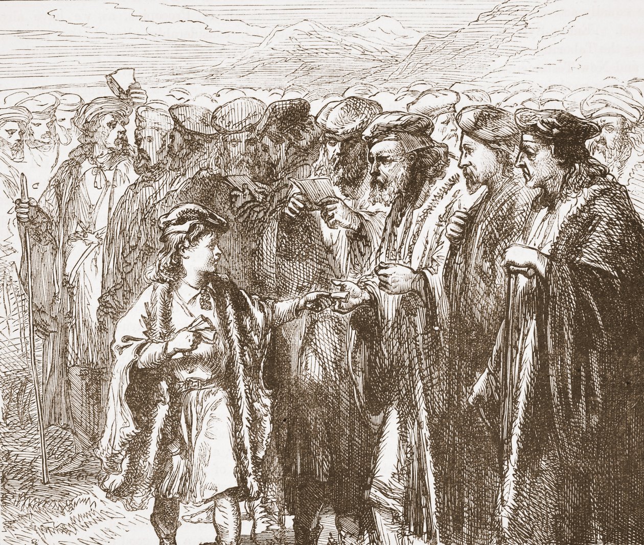 Taboriták lelkészt választva, illusztráció: James Aitken Wylie (1808-1890) A protestantizmus története című könyvéből, pub. 1878 alkotó: English School