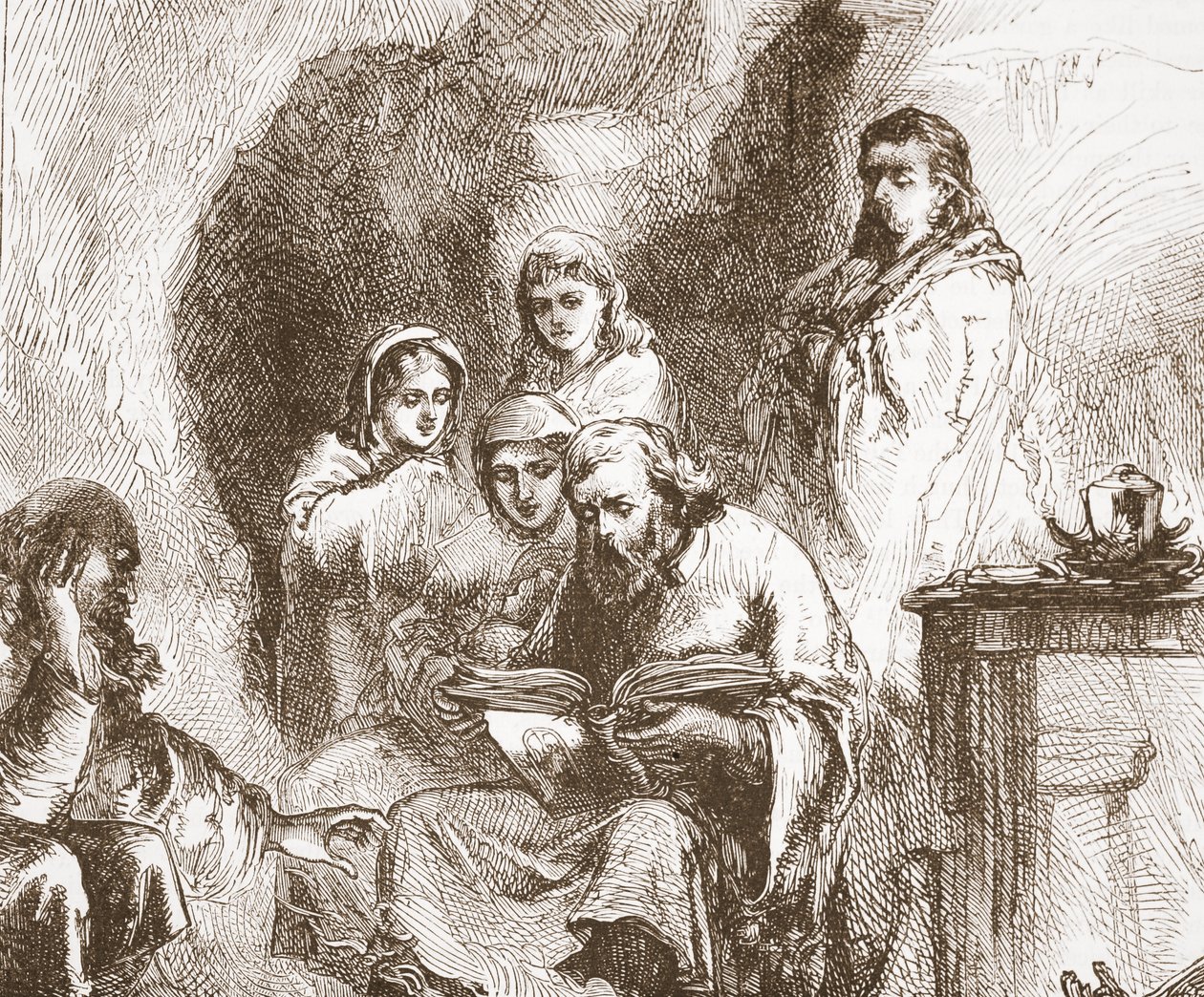 Barlangban imádkozó taboriták, illusztráció: James Aitken Wylie (1808-1890) A protestantizmus története című könyvéből, pub. 1878 alkotó: English School