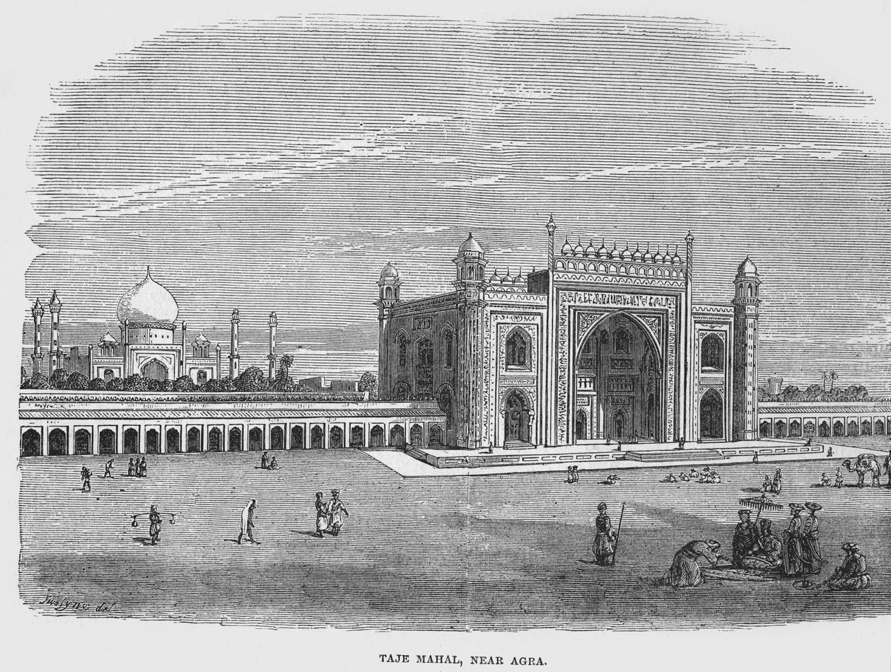 Taj Mahal, Agra közelében (metszet) alkotó: English School