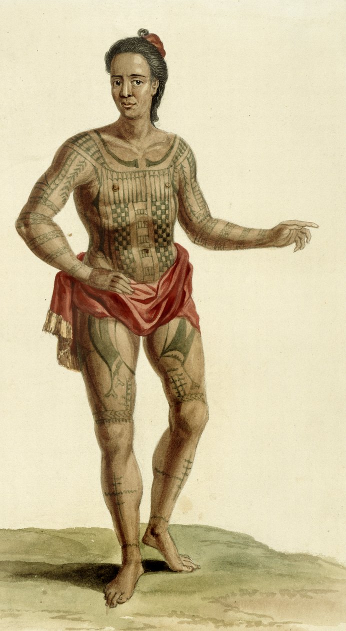 Tetovált hawaii harcos, 1824 alkotó: English School