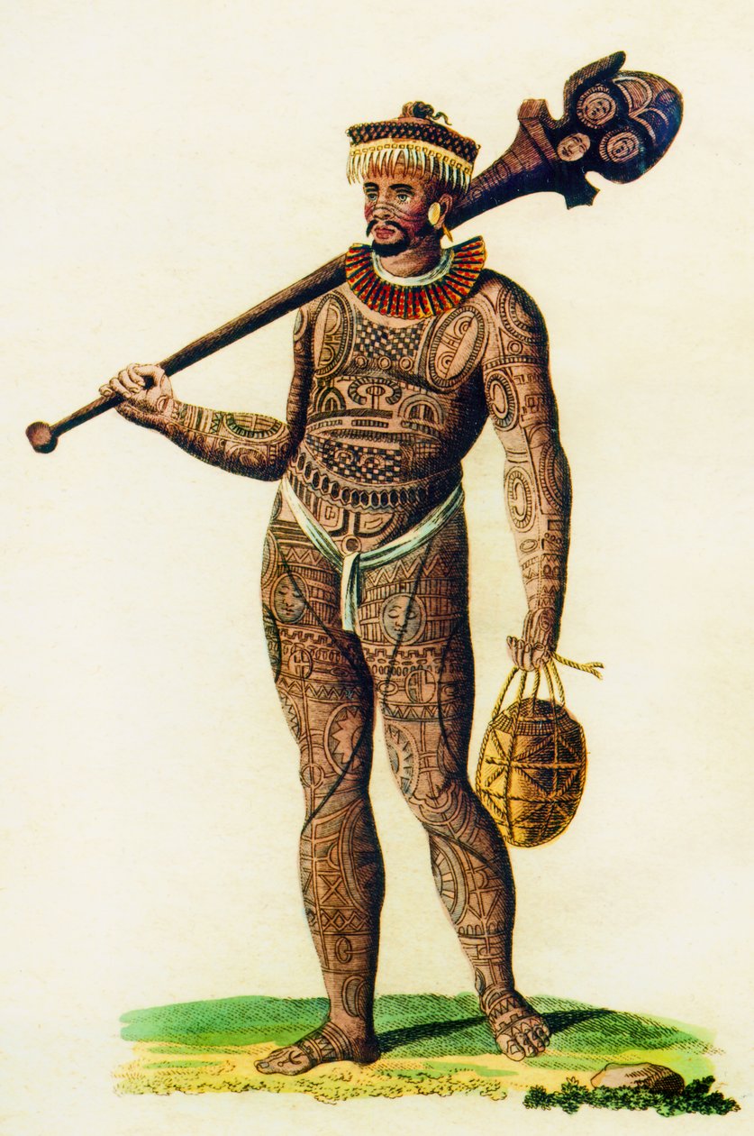 Tetovált férfi a Marquesas-szigetekről, 1843 alkotó: English School