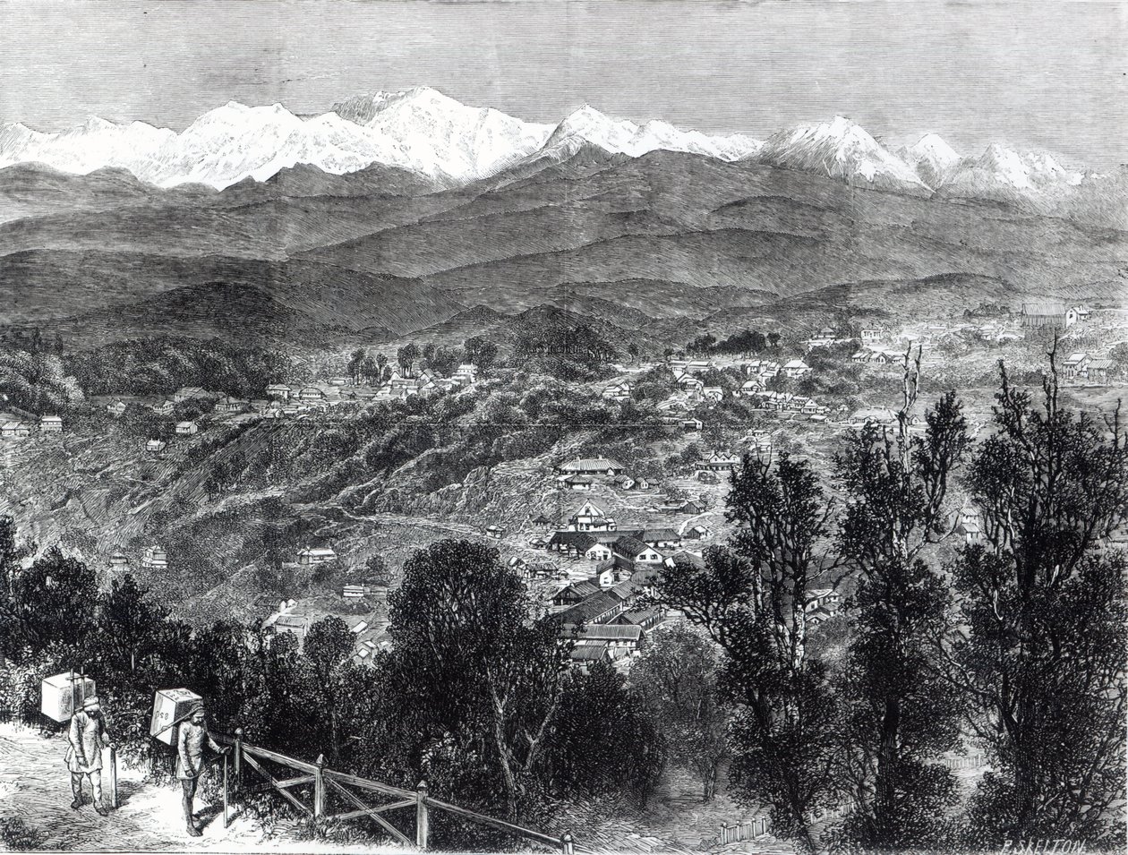 Teatermesztés Brit-Indiában – Darjeeling kilátása délről, 1876 alkotó: English School