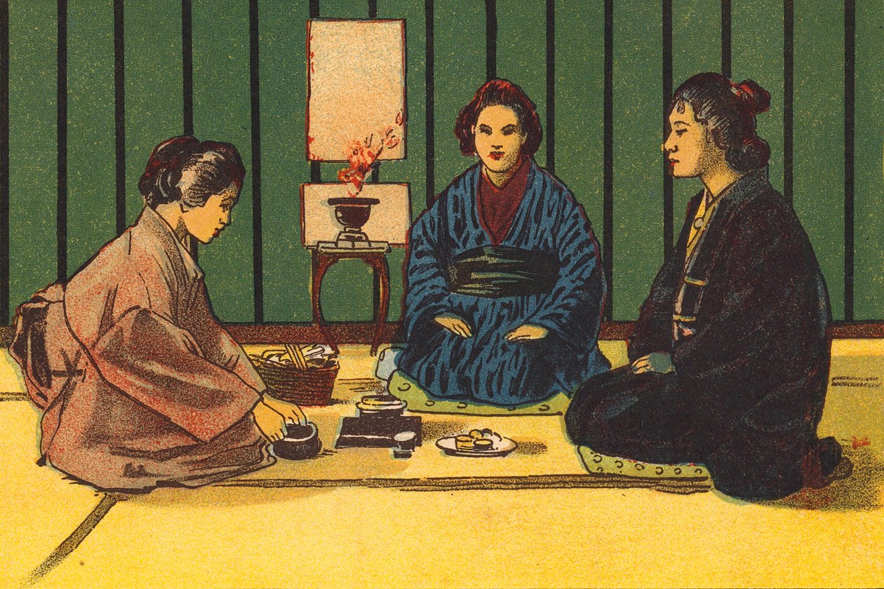 Teázási szertartás, Japán (színes litográfia) alkotó: English School