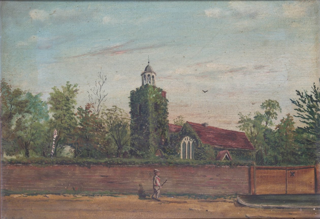 Teddington Church Middlesex, 1900 körül (olaj, vászon) alkotó: English School