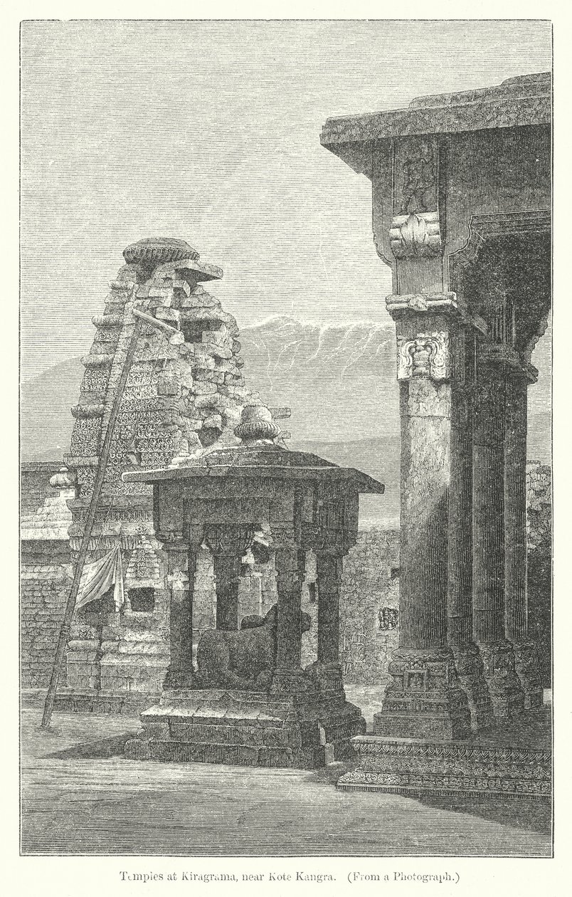 Templomok Kiragramában, Kote Kangra közelében (metszet) alkotó: English School