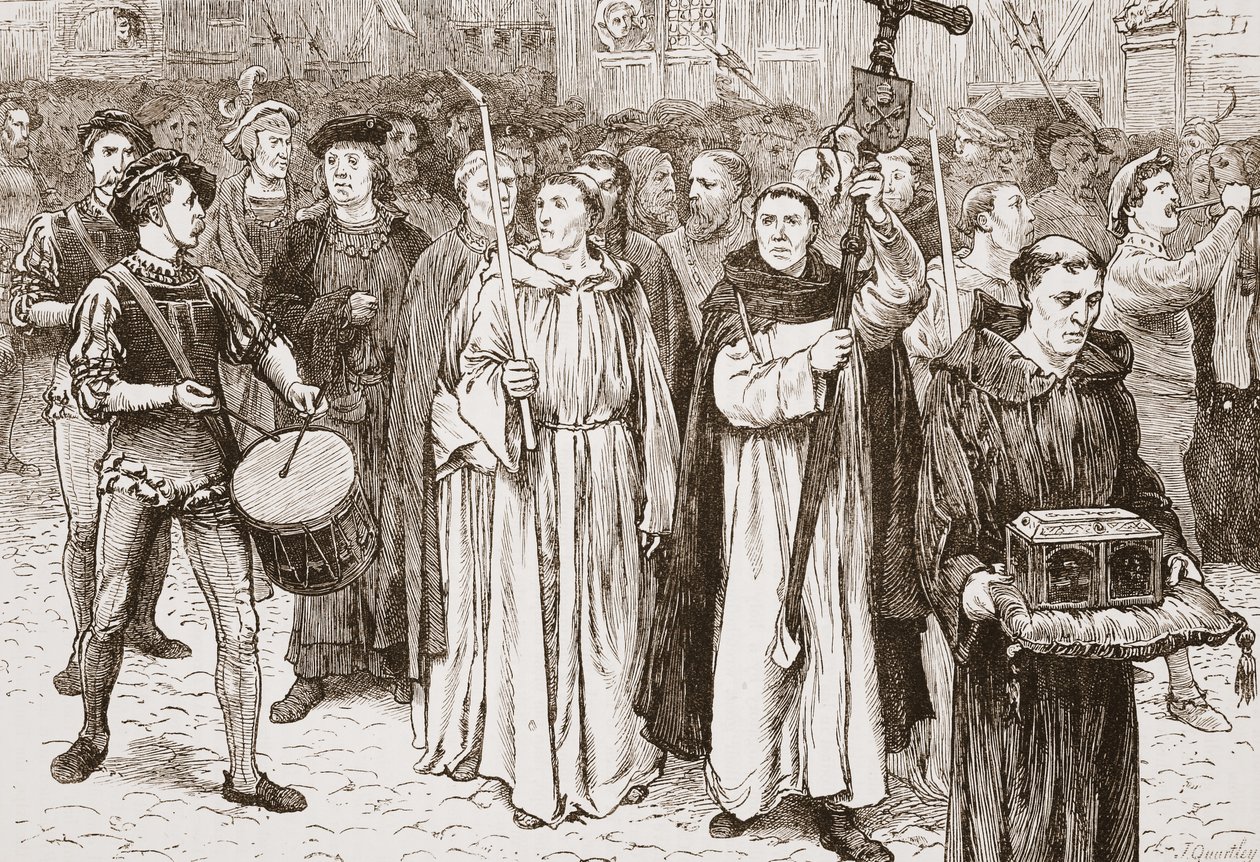 Tetzels körmenet, illusztráció: James Aitken Wylie (1808-1890) A protestantizmus története című könyvéből, pub. 1878 alkotó: English School