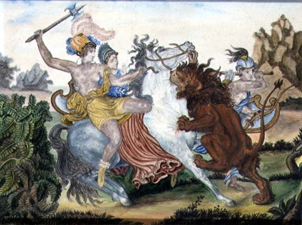 Az Amazonok, 1830 körül (guache papíron) alkotó: English School