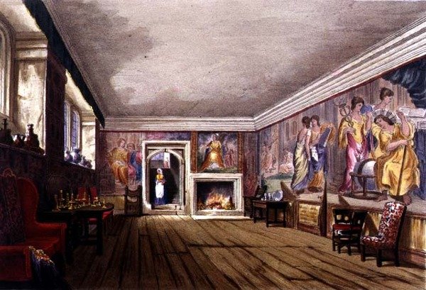 Az Ante Room, Cotehele ház, 1830-40 körül (színes litho) alkotó: English School