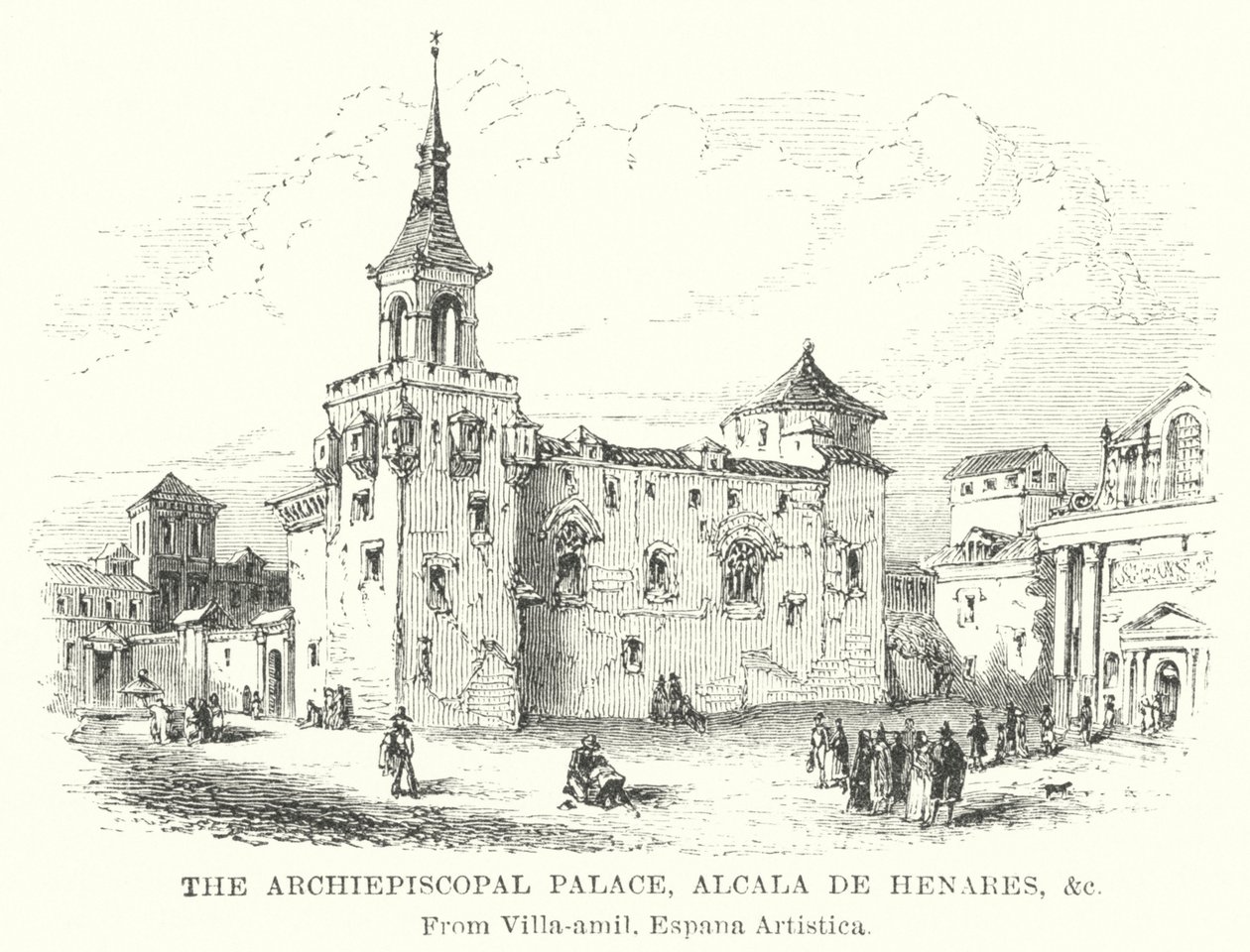 A főpásztori palota, Alcala de Henares stb. (metszet) alkotó: English School