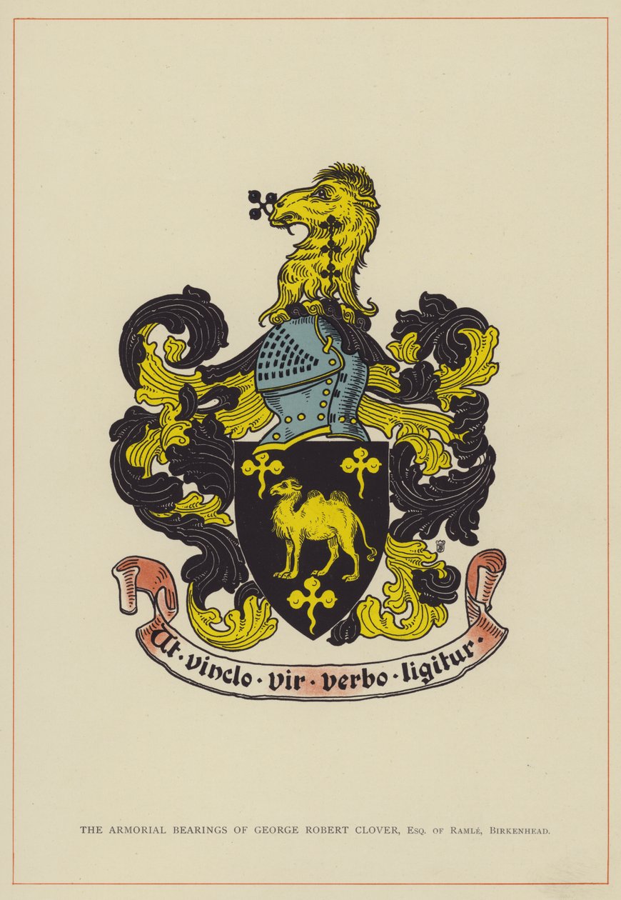 George Robert Clover, Esquire of Ramle, Birkenhead címeres címere (színes litográfia) alkotó: English School