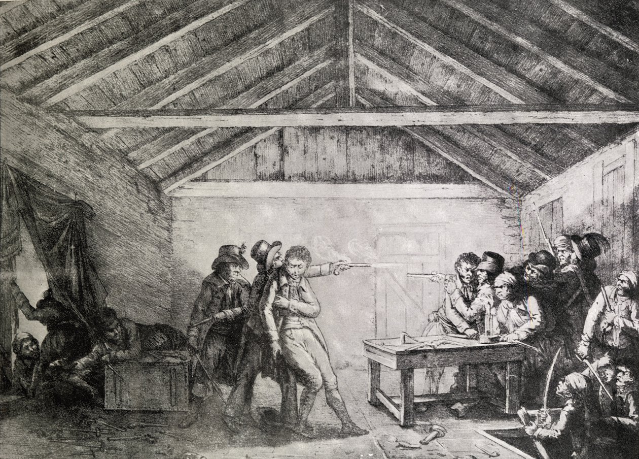 A Cato utcai összeesküvők letartóztatása 1820. február 23-án alkotó: English School
