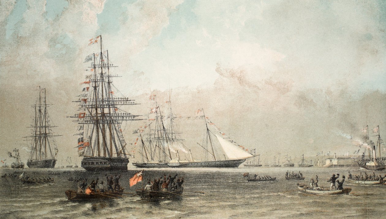 A királyi jacht érkezése Gravesend mellett, 1863. március 7., VII. Edward és a dán Alexandra házasságának emlékműve, kocsma. 1864 alkotó: English School