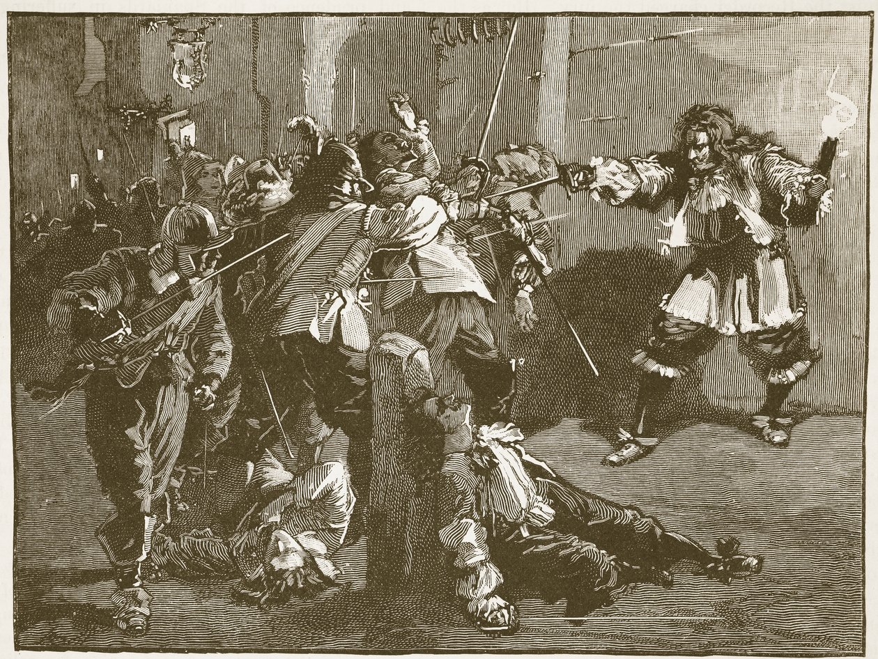 John Coventry támadása, illusztráció a Cassells Illustrated History of Englandből (szépia fotó) alkotó: English School