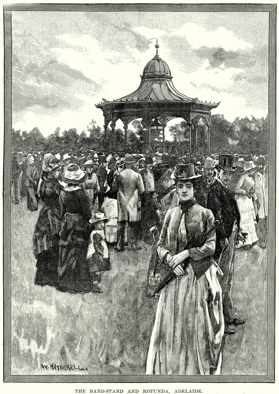 A zenekari pódium és a Rotunda, Adelaide (metszet) alkotó: English School