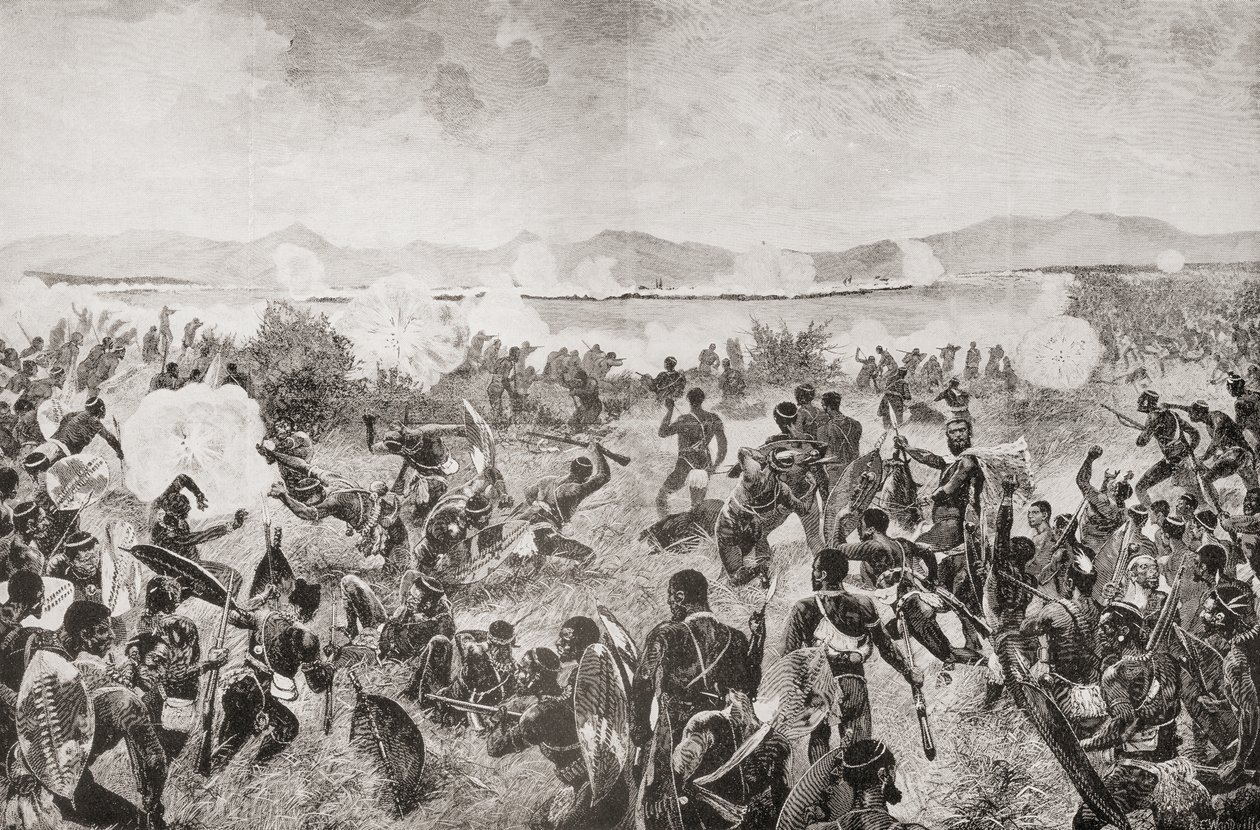 Az 1879-es ulundi csata, amely bemutatja a zuluk végső rohanását és a távoli brit teret, Dél-Afrikából és a transzvaali háborúból: 1. köt. 1