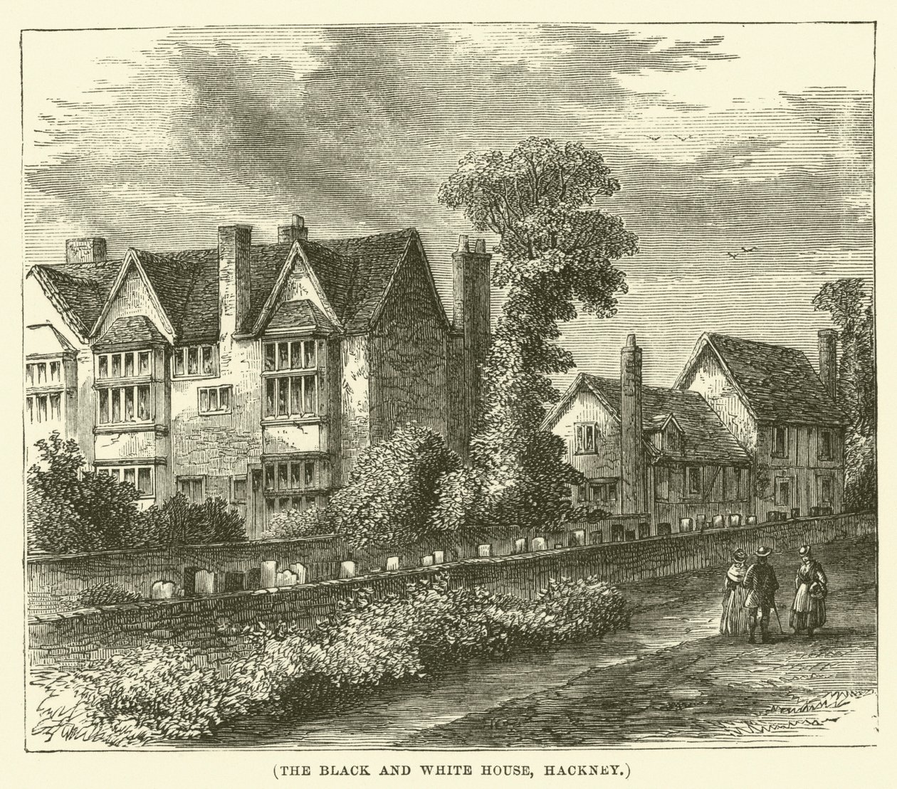 A fekete-fehér ház, Hackney (metszet) alkotó: English School