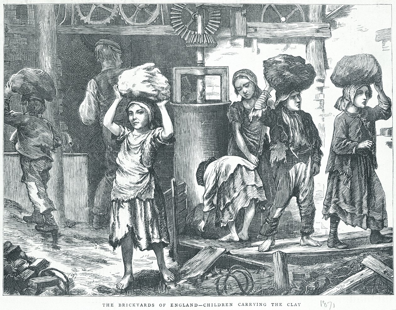 Anglia téglagyárai, Gyerekek hordozó agyagot, 1871 alkotó: English School