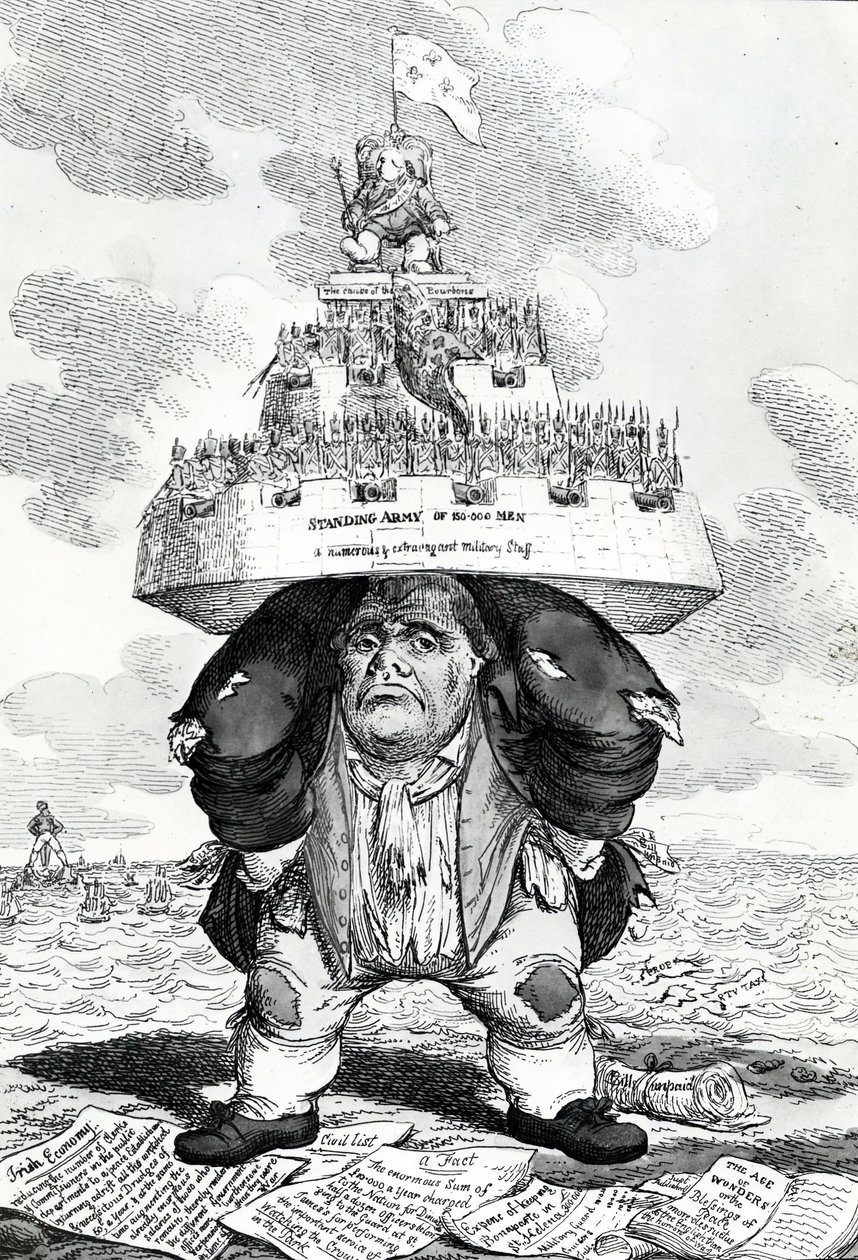 A brit atlasz vagy a béketeremtést támogató John Bull, Charles Williams nyomtatványa, 1816 alkotó: English School