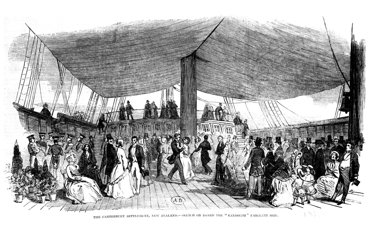 The Canterbury Settlement, Új-Zéland – vázlat a Randolph emigráns hajó fedélzetén, 1850 alkotó: English School