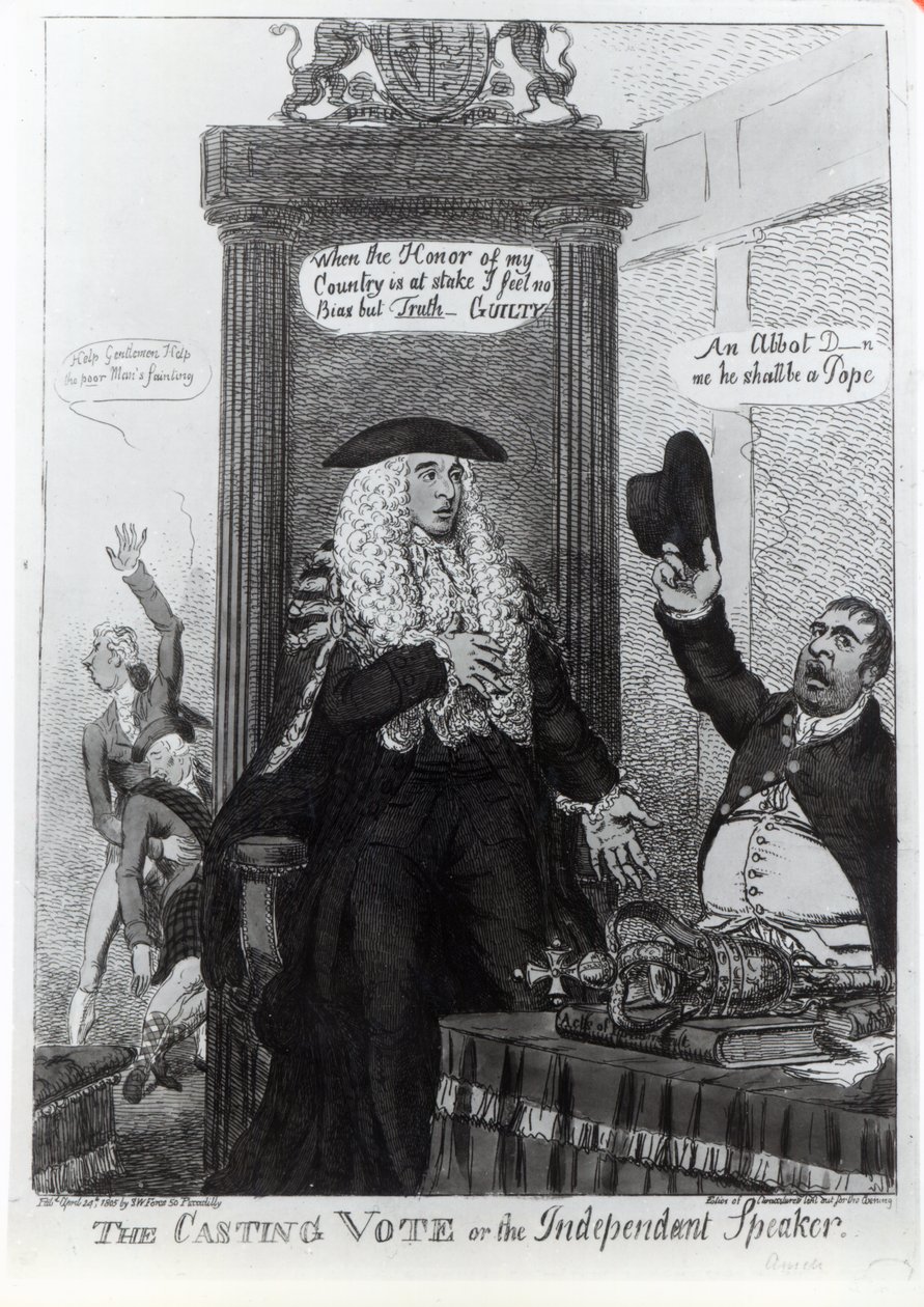 A Casting Vote vagy a Független Beszélő szatirikus karikatúra Henry Addington miniszterelnököt ábrázolva, 1805 (nyomtatott) alkotó: English School