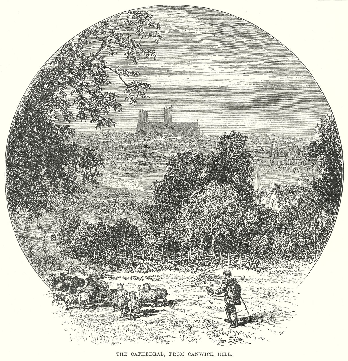 A székesegyház a Canwick Hillről (metszet) alkotó: English School