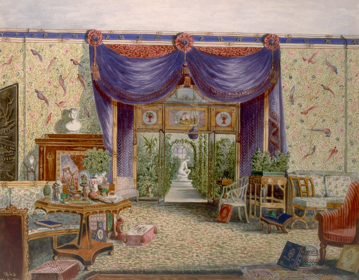 A kínai szoba a Middleton Parkban, Oxfordshire, 1840. alkotó: English School