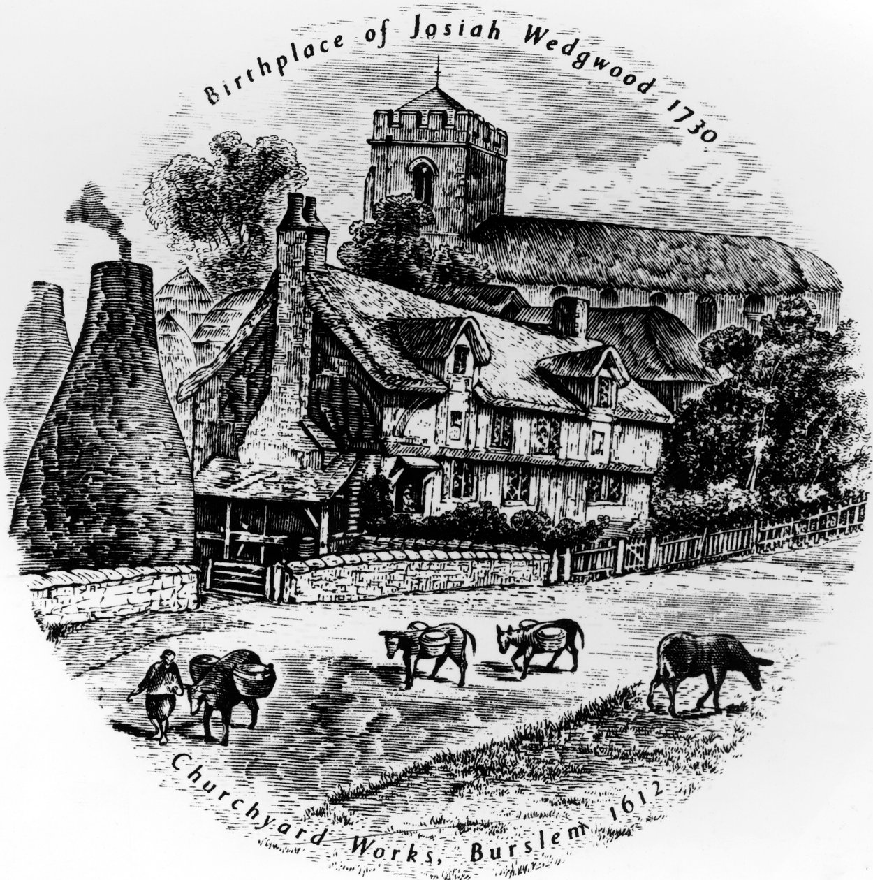 A templomkert és a St. Johns Church, Burslem, 19. század alkotó: English School