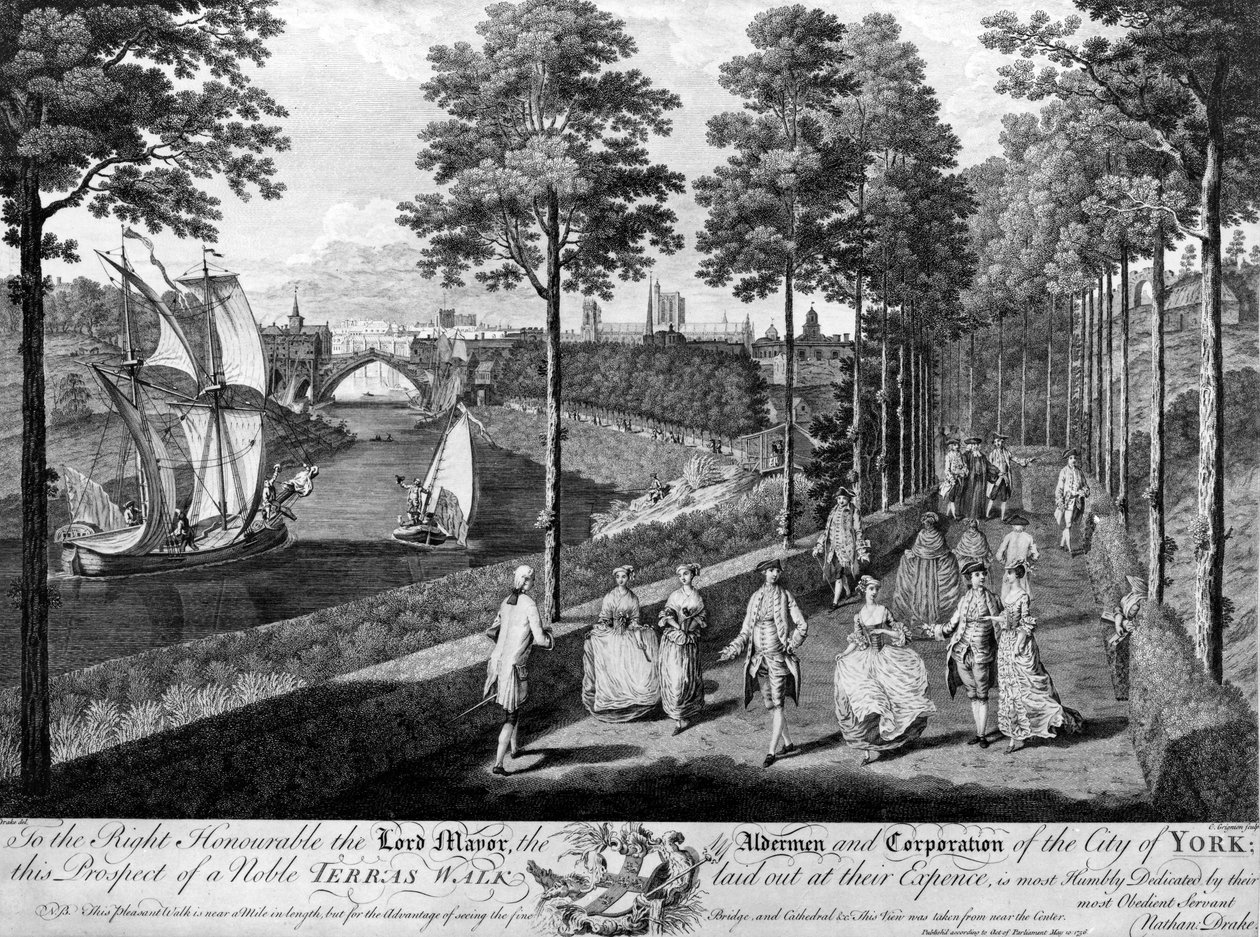York városa, a Noble Terrace Walk, Charles Grignon nyomtatványa, 1756 alkotó: English School