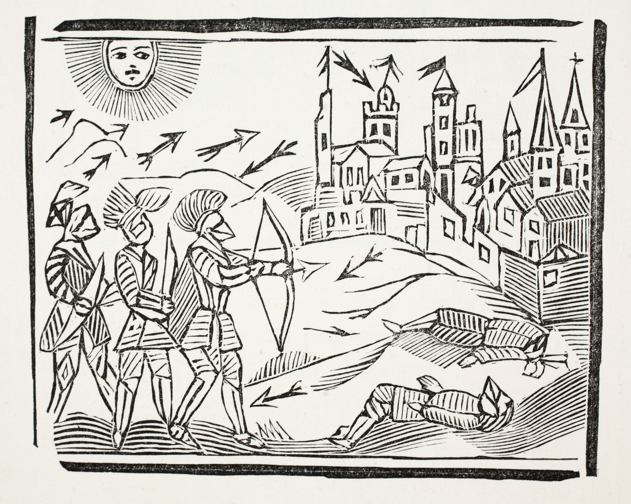 Franciaország meghódítása Edward Fekete Herceg életével és dicsőséges cselekedeteivel, illusztráció a 18. századi fejezetből, John Ashton, pub. 1882 alkotó: English School