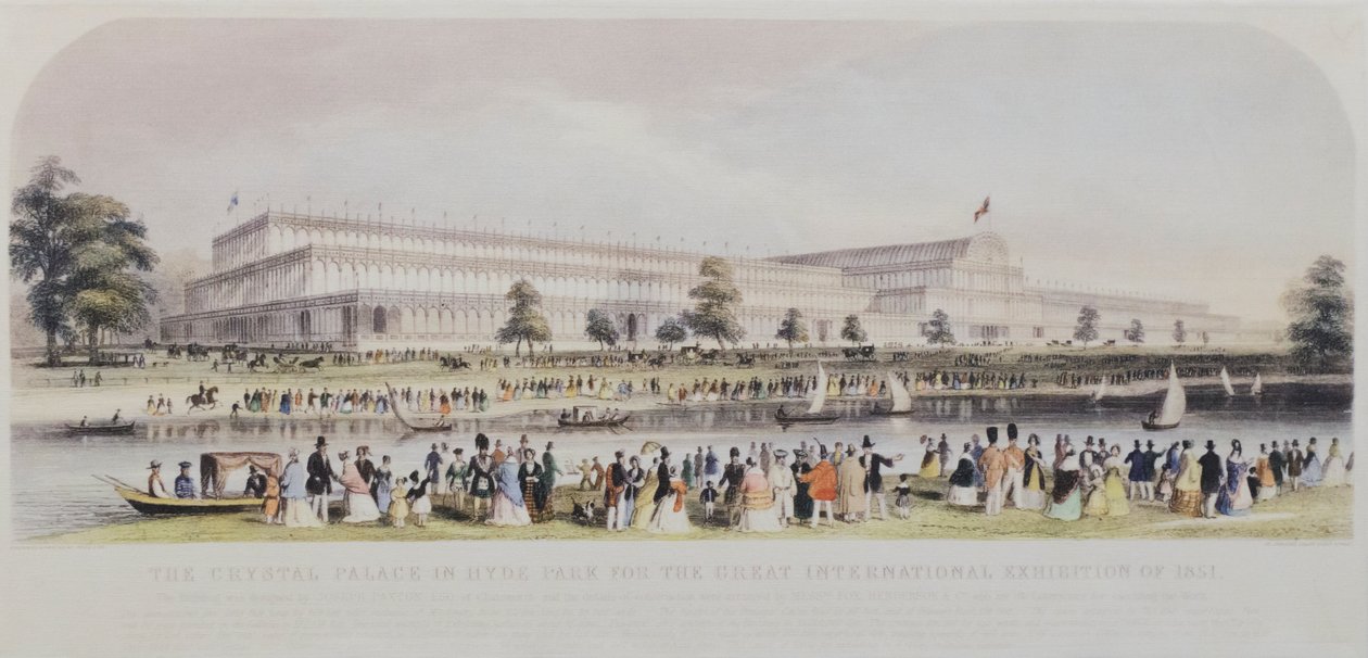 A Kristálypalota a Hyde Parkban az 1851-es Nagy Nemzetközi Kiállítás alkalmából (nyomtatás) alkotó: English School