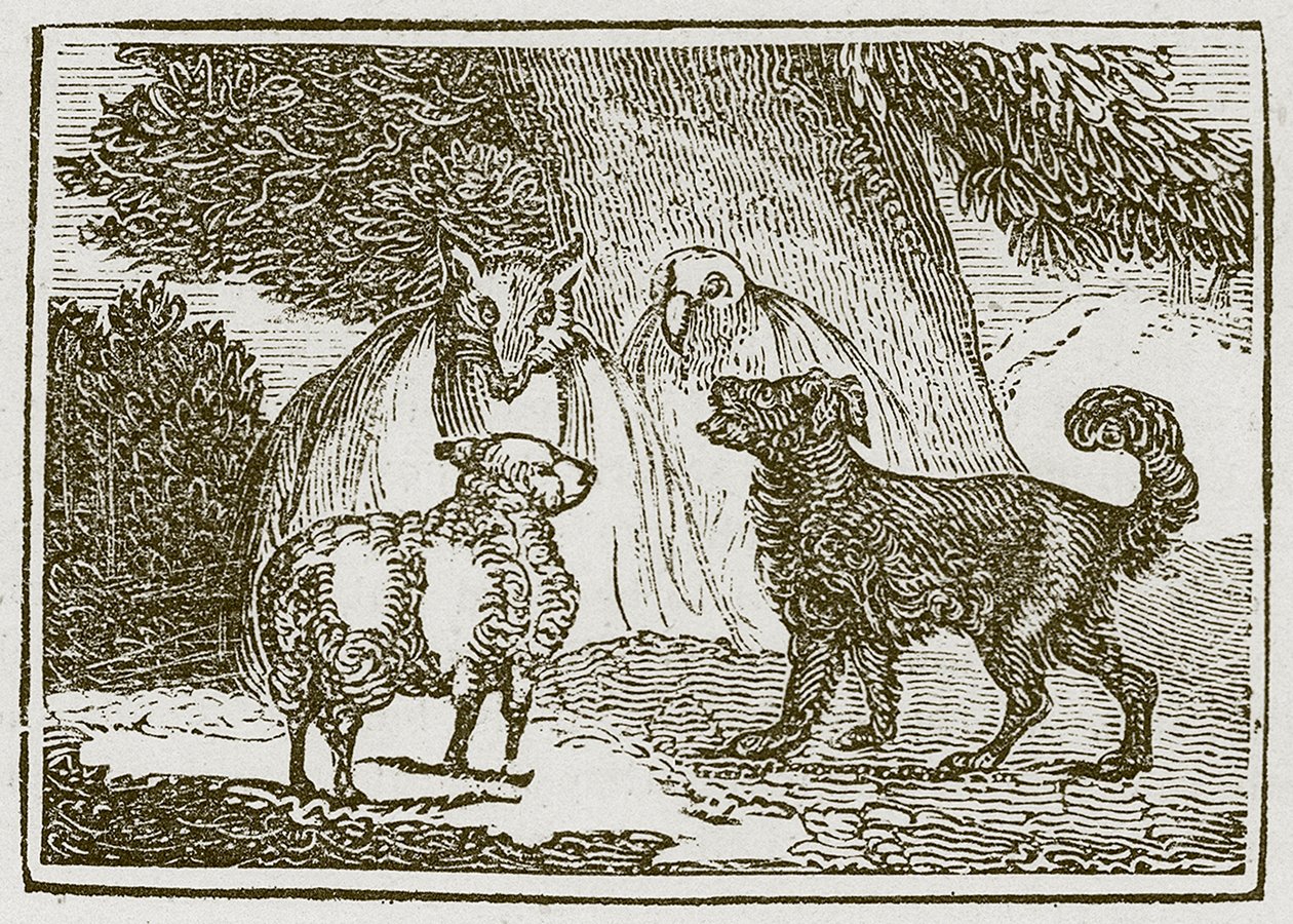 A kutya és a birka (metszet) alkotó: English School