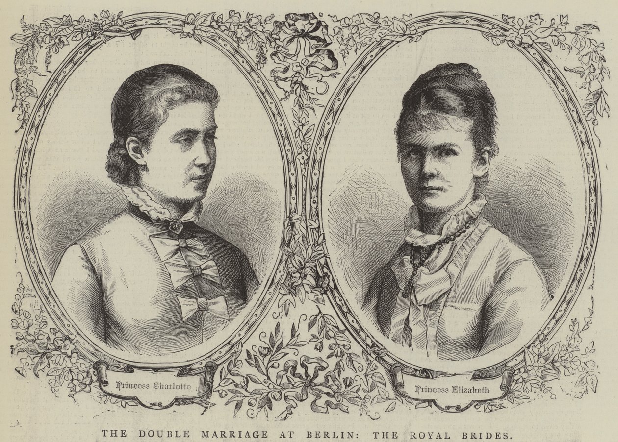 A berlini kettős házasság, a királyi menyasszonyok (metszet) alkotó: English School