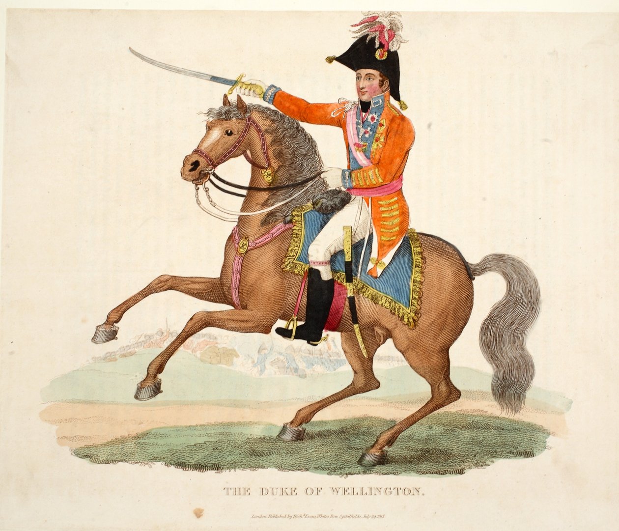 The Duke of Wellington, pub. Richard Evans, engr Romney, illusztráció a Waterloo-i csata történetéről, William Mudford, 1816 alkotó: English School