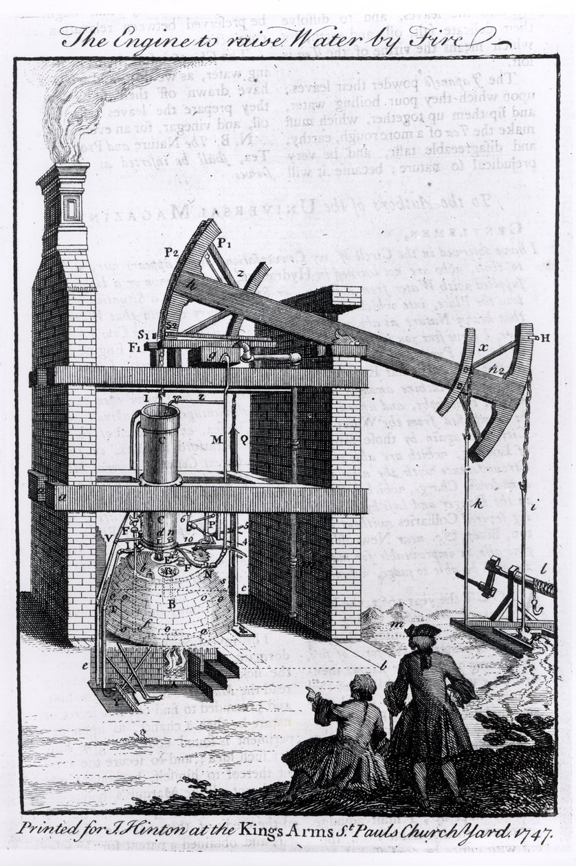 The Engine to Raise Water by Fire, Newcomen gőzgépének diagramja a Universal Magazine számára, 1747 alkotó: English School