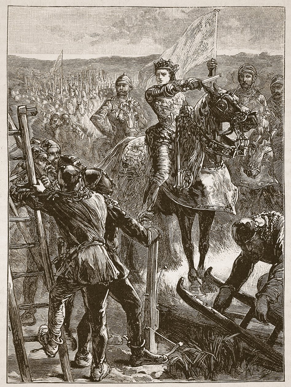 Az angolok Harfleur előtt, illusztráció a Cassells Illustrated History of Englandből (szépia fotó) alkotó: English School