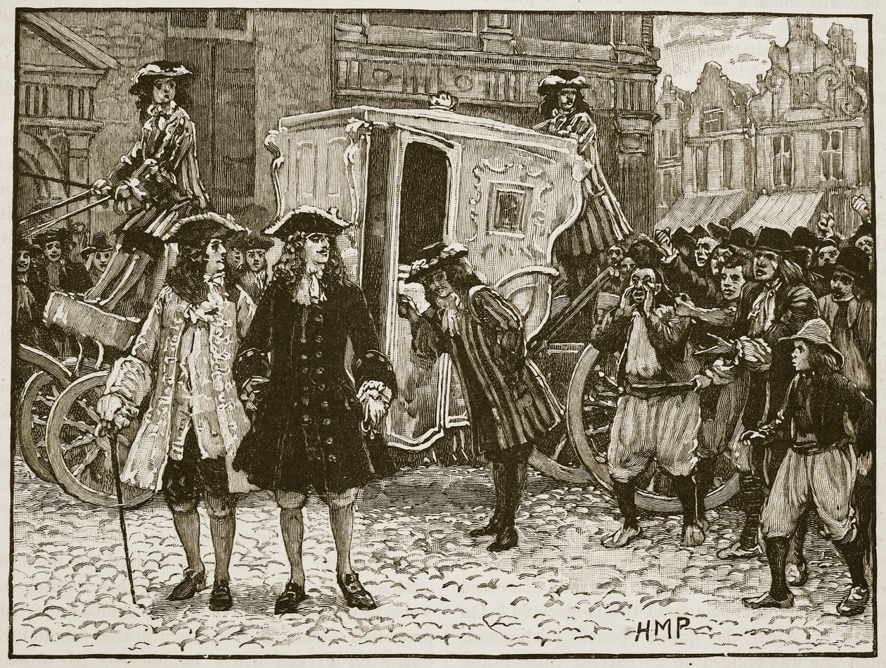 Utrecht utcáin megsértették az angol teljhatalmat, 1712, illusztráció a Cassells Illustrated History of Englandből (szépia fotó) alkotó: English School