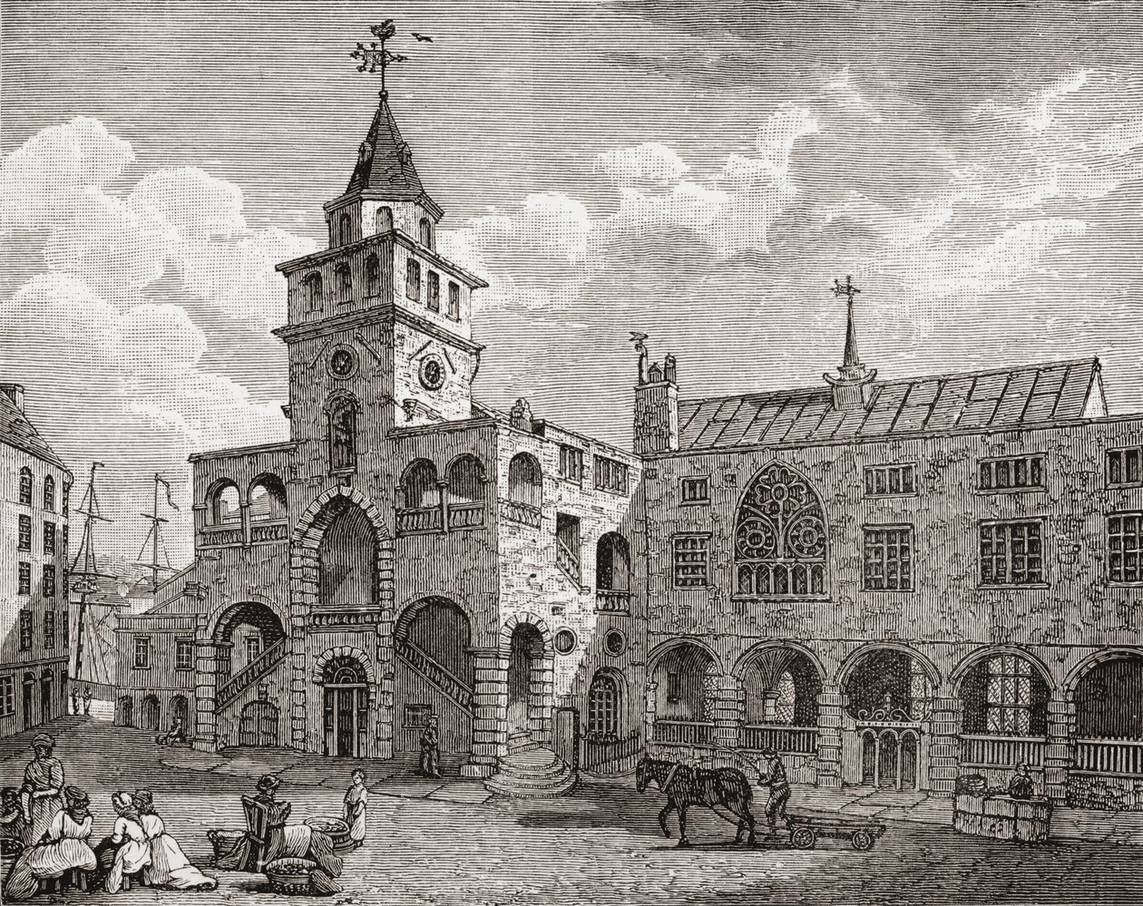 The Exchange, Newcastle upon Tyne a 17. században, J. R. Green „Az angol nép rövid története” című művéből, 1893-ban alkotó: English School