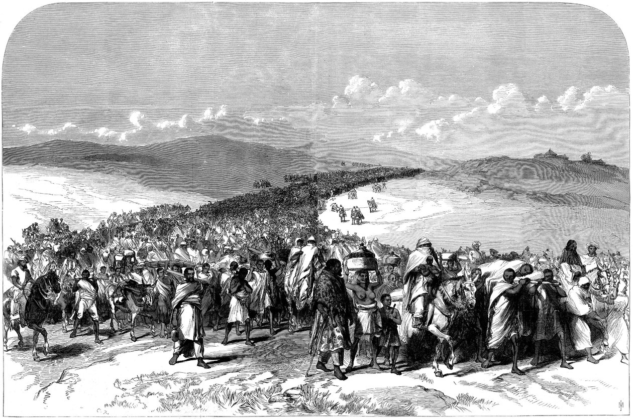 Theodores kivonulása megtört hadsereg, a brit expedícióból Abesszíniába, 1868 alkotó: English School