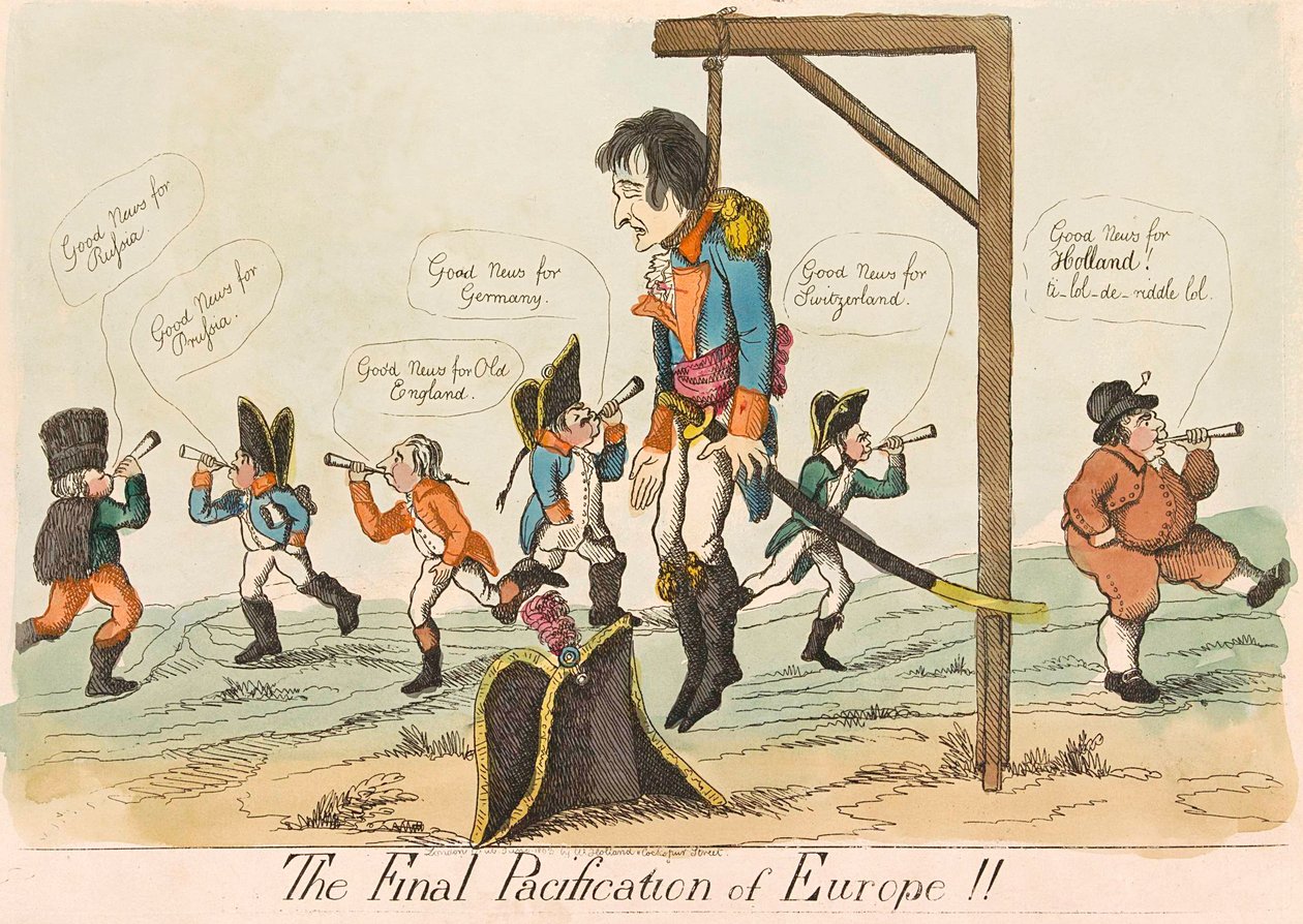 Európa végső békéltetése!!, pub. 1803-as kézzel színezett metszet. alkotó: English School